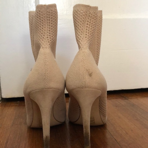 Fabric Open Toed Heeled Booties - Picture 4 of 7